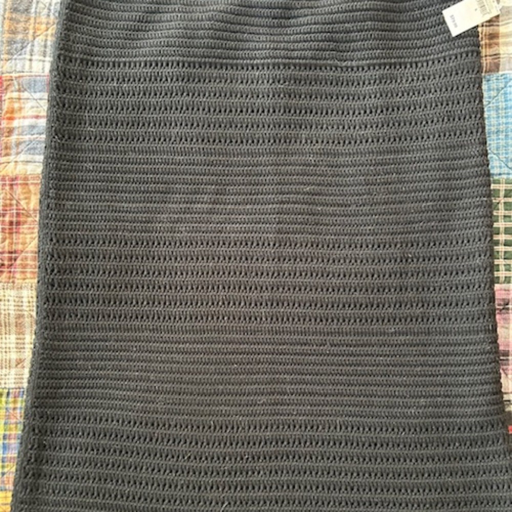 Black sweater/wool midi skirt